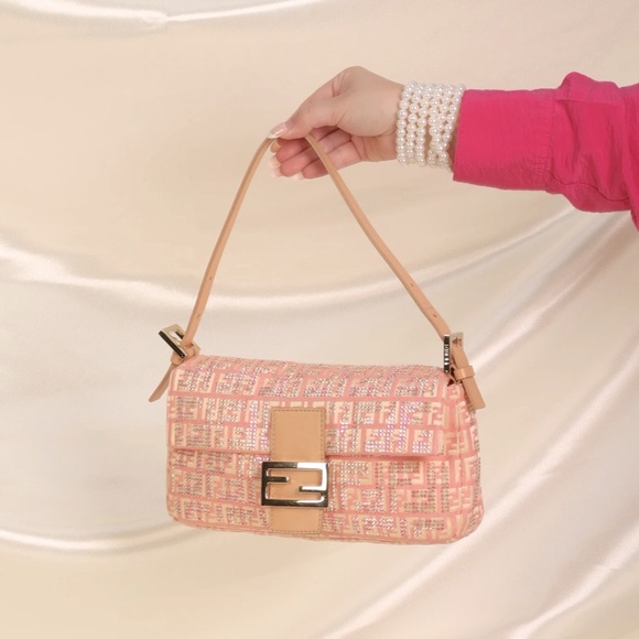 Additional Pics: Authentic Ultra-Rare Fendi Crystal Studded Zucchino Baguette - Picture 2 of 16